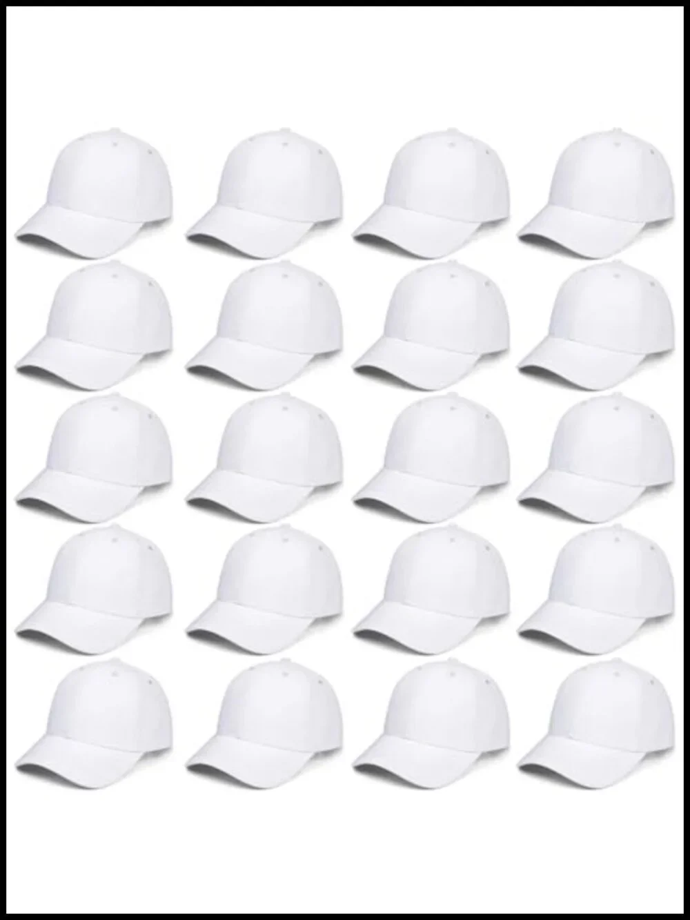 20 Pack Blank Baseball Caps Adjustable Strap Unisex Dad Hat